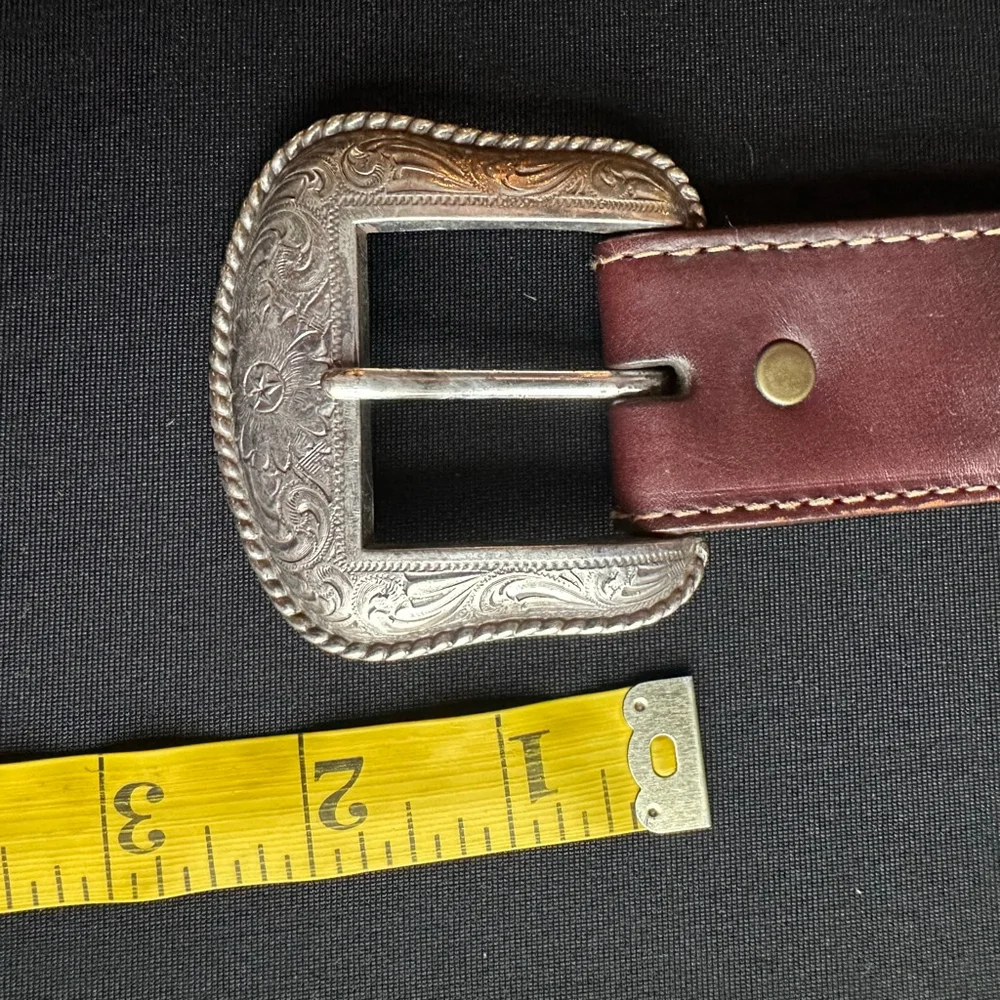 Men's Noona Brown Leather Belt with Silver Buckle